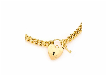 Gold Plated Mens Heart Charm Bracelet